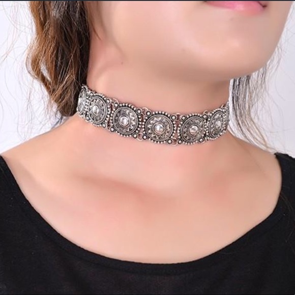 Silver Sun Choker Necklace - Picture 1 of 6